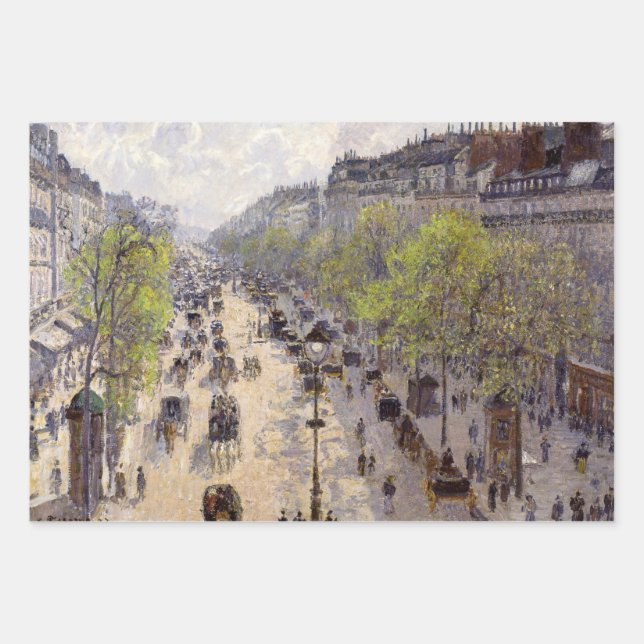 Feuille De Papier Cadeau Pissarro - Boulevard Montmartre, Printemps (Devant)
