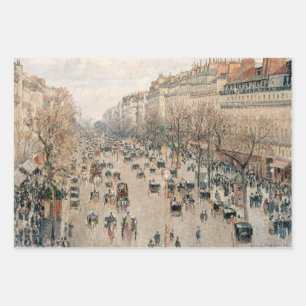 Feuille De Papier Cadeau Pissarro - Boulevard Montmartre, Soleil après-midi