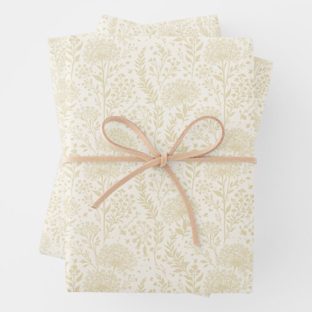 Feuille De Papier Cadeau Pissenlit Doux Blé Doré - Neutre (En situation)