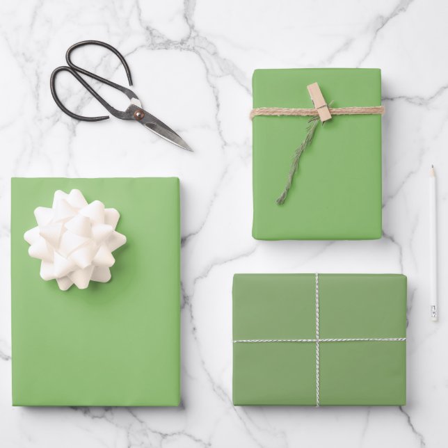 Feuille De Papier Cadeau Pistache Simple Asperge Vert Nuances 3 Tons (Recto)