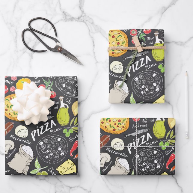 Feuille De Papier Cadeau pizza cool carrelée (Recto)