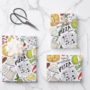 Feuille De Papier Cadeau pizza cool carrelée