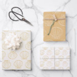 Feuille De Papier Cadeau Plage Côtière Nautique Chic Coquille de coquillage<br><div class="desc">Ajoutez une touche d'élégance à vos cadeaux avec ce papier d'emballage chic de plage côtière nautique. Doté d'élégants motifs de coquillages dorés, il est parfait pour les amateurs de plage et les célébrations sur le thème de l'océan. Idéal pour les événements mariage, d'anniversaire ou d'inspiration côtière, ces feuilles de papier...</div>