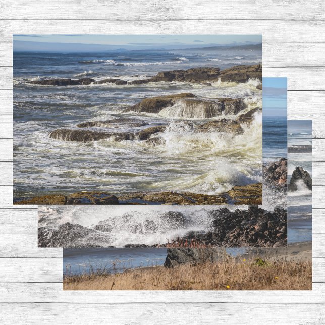 Feuille De Papier Cadeau Plage de l'Oregon Medley - Marais Vagues et vapori (Créateur téléchargé)