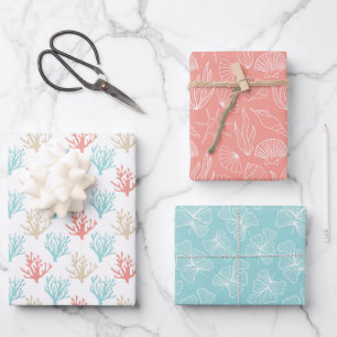 Feuille De Papier Cadeau Plage d'été amusant Coques Coral