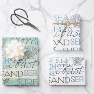 Feuille De Papier Cadeau Plage Surf Sable Mer