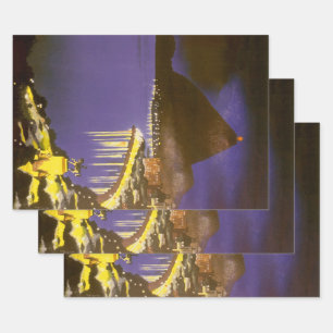 Feuille De Papier Cadeau Plage vintage la nuit à Rio De Janeiro, Brésil