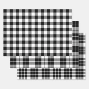Feuille De Papier Cadeau Plaid de buffle noir et blanc