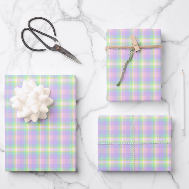 Feuille De Papier Cadeau Plaid en fleurs printanières (Recto)