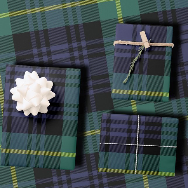 Feuille De Papier Cadeau Plaid Noël Élégant Marine (Créateur téléchargé)
