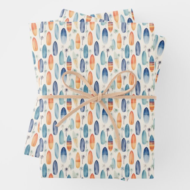 Feuille De Papier Cadeau Planches de surf sur ivoire (En situation)