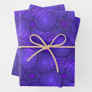 Feuille De Papier Cadeau Planètes violettes et éclairs