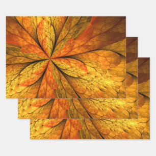 Feuille De Papier Cadeau Plante d'automne, Abstrait moderne Fractal Art Lea