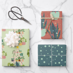 Feuille De Papier Cadeau Plante de la maison de Noël