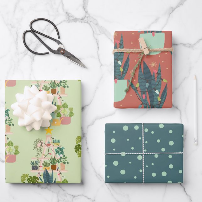 Feuille De Papier Cadeau Plante de la maison de Noël (Recto)