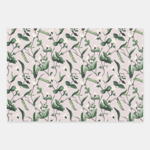 Feuille De Papier Cadeau Plante de pois de senteur aquarelle