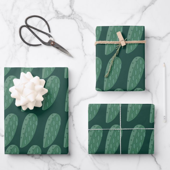 Feuille De Papier Cadeau Plante Green Cactus (Recto)