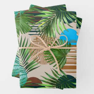 Feuille De Papier Cadeau Plantes paradisiaques motif hawaïen