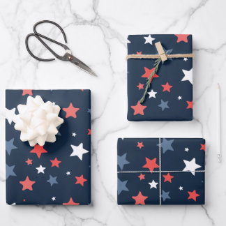 Feuille De Papier Cadeau Playful Red White Blue Star Gift Wrap
