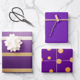 Feuille De Papier Cadeau Plum brillant violet et or