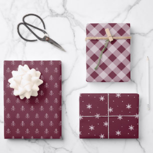 Feuille De Papier Cadeau Plum de Bourgogne Coordination du Motif des vaca