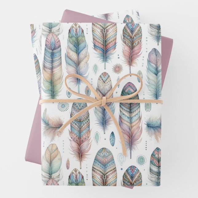 Feuille De Papier Cadeau Plume Fantastique (En situation)