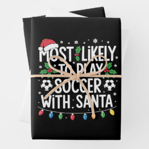 Feuille De Papier Cadeau Plus susceptible de jouer au football avec Santa F