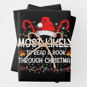Feuille De Papier Cadeau Plus susceptible de lire un livre à travers Noël