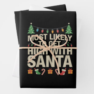 Feuille De Papier Cadeau Plus susceptible de se défoncer avec le Père Noël 