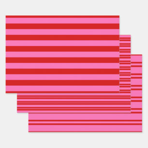 Feuille De Papier Cadeau Plusieurs motifs de rayures DIY Couleurs Rouge Ros