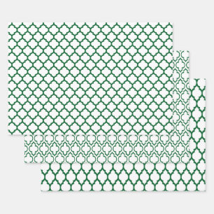 Feuille De Papier Cadeau Plusieurs motifs marocains DIY couleurs blanc vert
