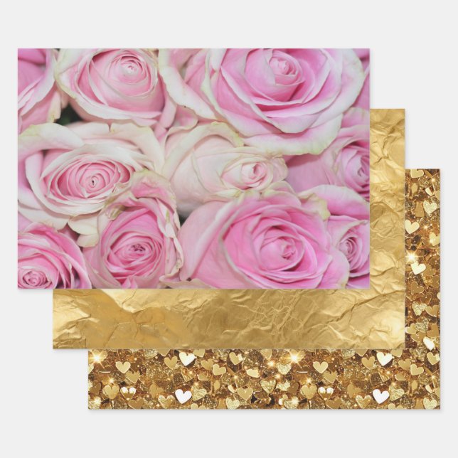 Feuille De Papier Cadeau Plutôt romantique rose crème rose (Lot)