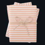 Feuille De Papier Cadeau Poche et bandes blanches<br><div class="desc">Pêche cheuse chic et rayures blanches</div>