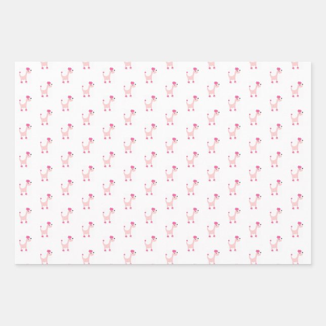 Feuille De Papier Cadeau Poiche rose caricature Posh Paws   (Devant)