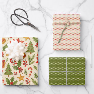 Feuille De Papier Cadeau Poinsettia Botanique Classique Floral Art Motif