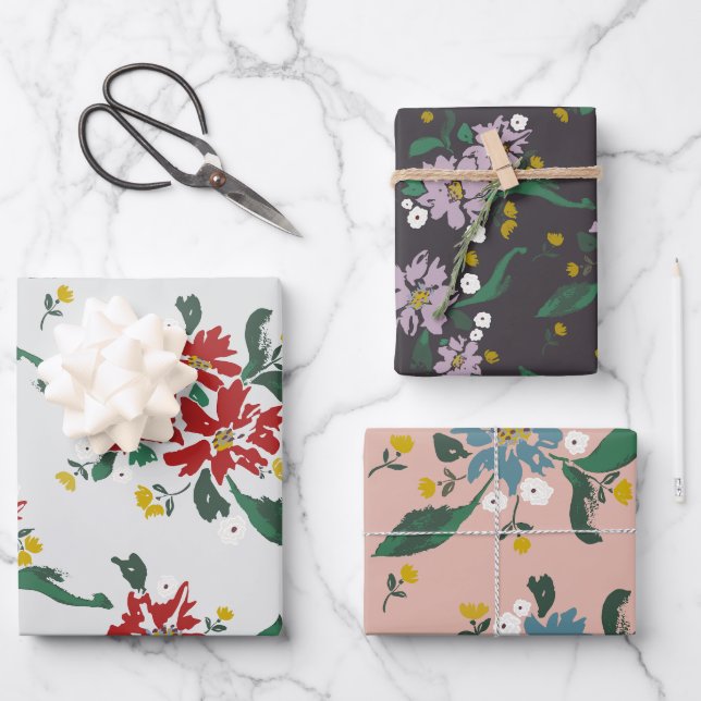 Feuille De Papier Cadeau Poinsettias For All Seasons (Recto)