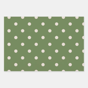 Feuille De Papier Cadeau Point de polka vert et blanc