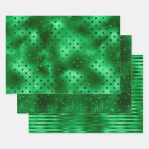 Feuille De Papier Cadeau Point Polka vert