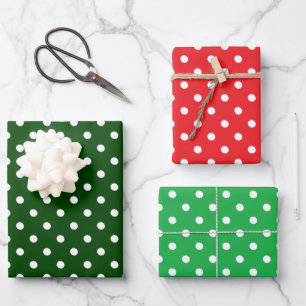 Feuille De Papier Cadeau Point rouge de Noël et Polka vert