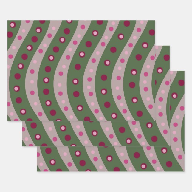 Feuille De Papier Cadeau Pointe de Polka rose magenta au printemps (Lot)