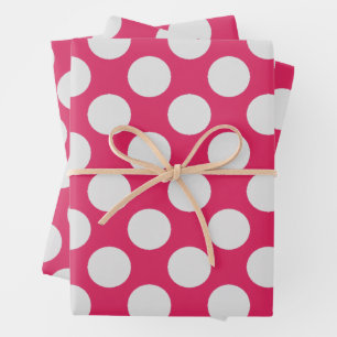 Feuille De Papier Cadeau Points blancs rose chaud