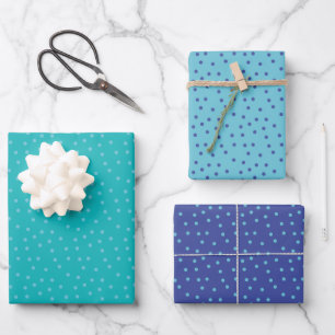 Feuille De Papier Cadeau Points Bleus Et Turquoises Motifs