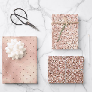 Feuille De Papier Cadeau Points de Parties scintillant en verre rose pâle E