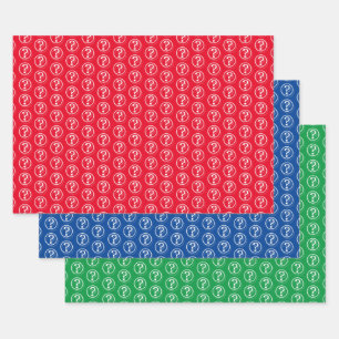 Feuille De Papier Cadeau Points d'interrogation blancs Motif 3D