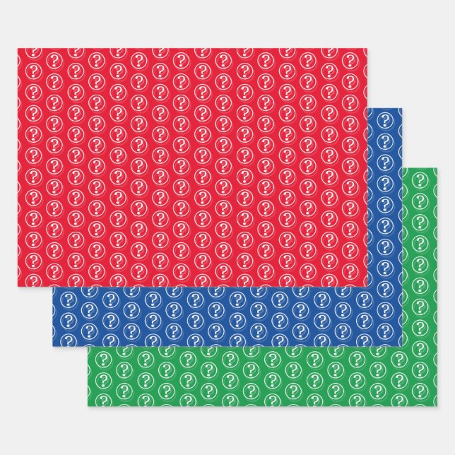 Feuille De Papier Cadeau Points d'interrogation blancs Motif 3D (Lot)