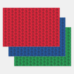 Feuille De Papier Cadeau Points d'interrogation noirs Motif 3D