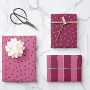 Feuille De Papier Cadeau Points Et Bandes Roses