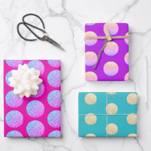 Feuille De Papier Cadeau Points Glamour Rose Pailletés Brillants
