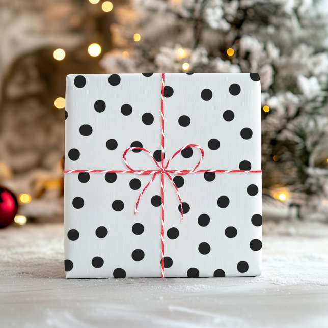 Feuille De Papier Cadeau Points modernes noirs et blancs Motif (Black and White Modern Dots Patterns Wrapping Paper Sheets)