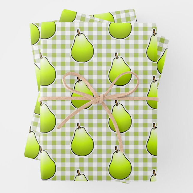 Feuille De Papier Cadeau Poire verte douce (En situation)